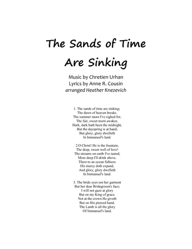 The Sands of Time Are Sinking for 2 pianos in classical style (arr. Heather Knezevich)