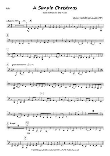 A SIMPLE CHRISTMAS FOR SOLO INSTRUMENT AND PIANO (Tuba and Piano)