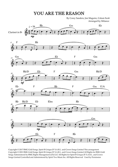 You Are The Reason (arr. Milanov)