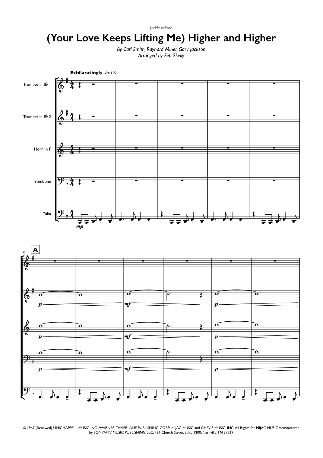 (your Love Has Lifted Me) Higher And Higher (arr. Seb Skelly)