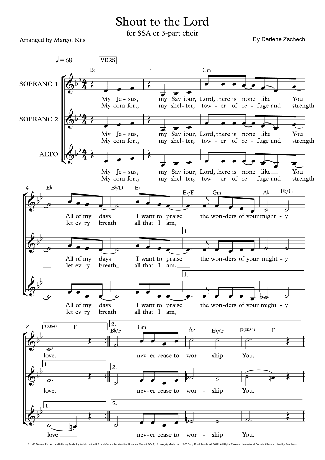 Shout To The Lord (arr. Margot Kiis)
