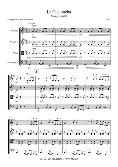 La Cucuracha – String Quartet (arr. Keith Gemmell)