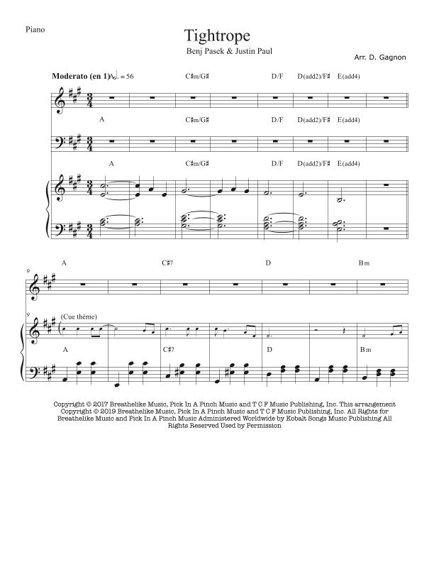 Tightrope - Score Only (arr. D. Gagnon)