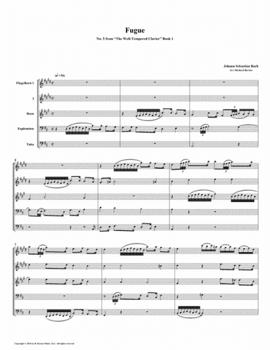 Fugue 05 from Well-Tempered Clavier, Book 1 (Conical Brass Quintet) (arr. R. Byrnes Music, LLC)
