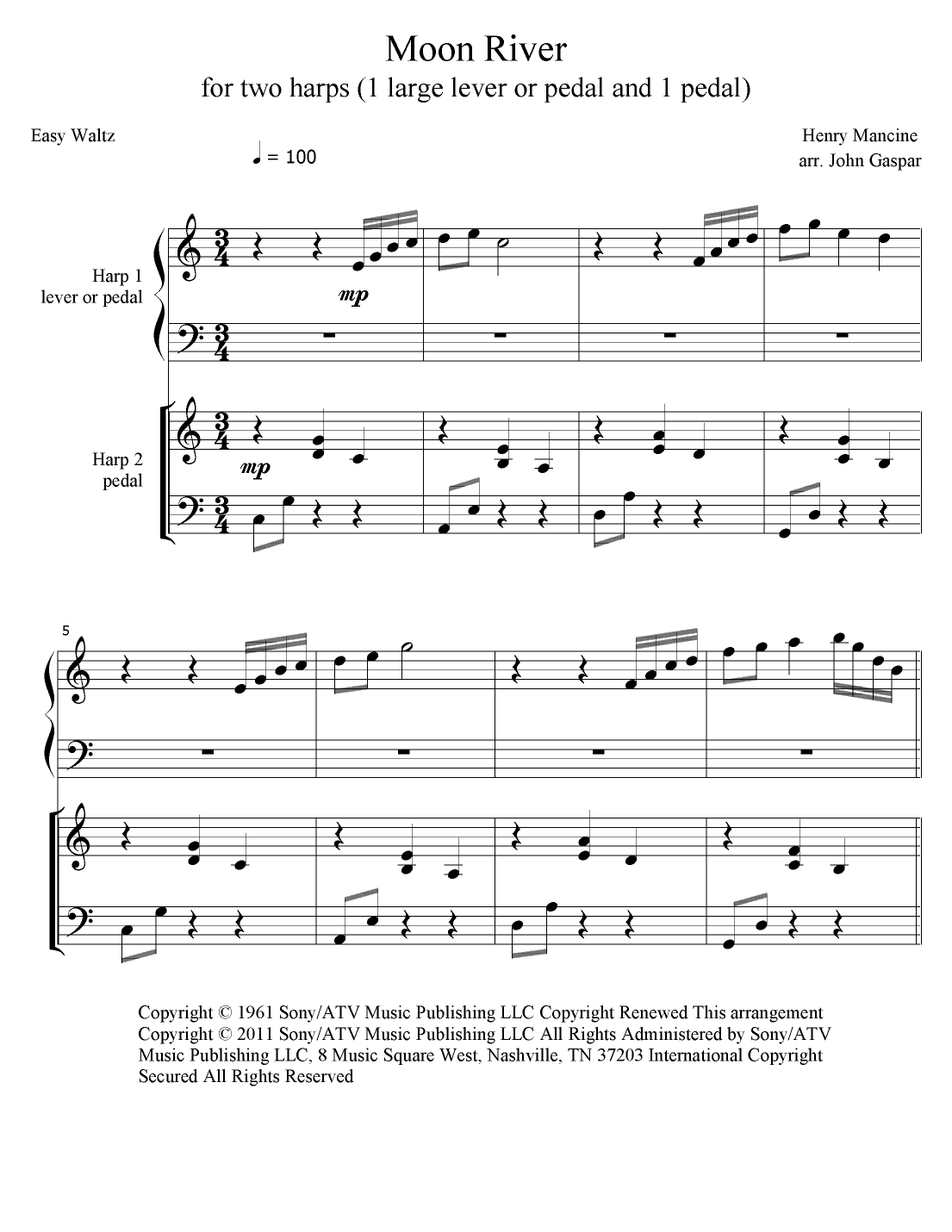 Moon River (arr. John A. Gaspar)