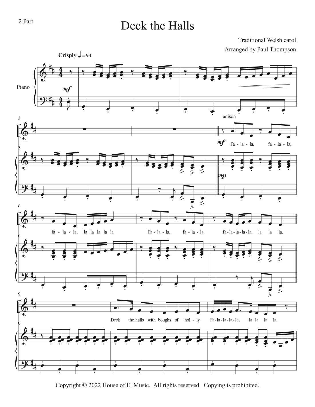 Deck the Halls (arr. Paul Thompson)