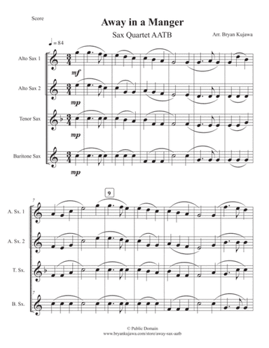 Away in a Manger - Sax Quartet AATB (arr. Bryan Kujawa)