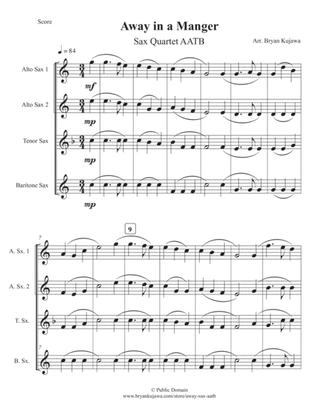 Away in a Manger - Sax Quartet AATB (arr. Bryan Kujawa)