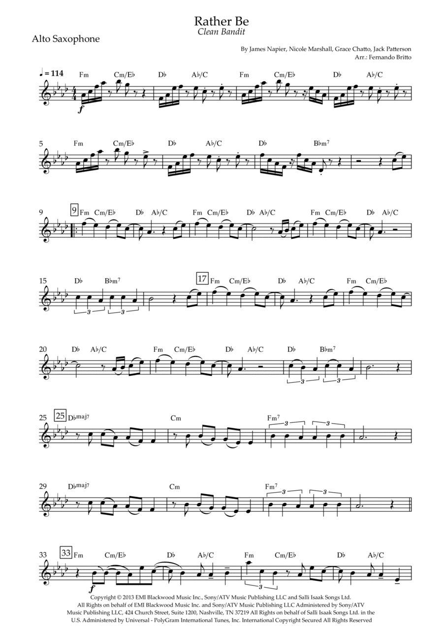 Rather Be (arr. Fernando Britto)