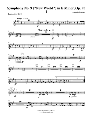 Dvorak Symphony No. 9, New World, Movement I - Trumpet in Bb 2 (Transposed Part), Op.95 (arr. Doug Clyde)