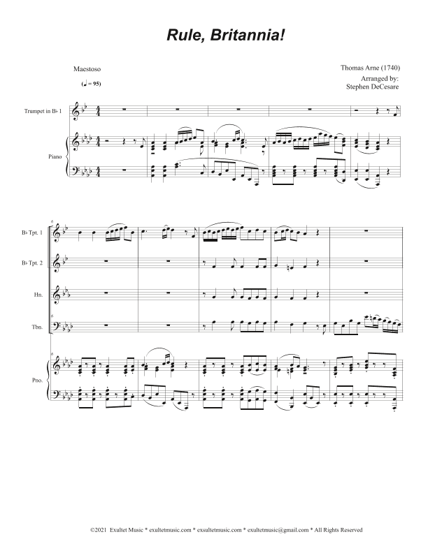 Rule, Britannia! (Brass Quartet and Piano) (arr. Stephen DeCesare)