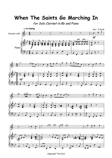 When The Saints Go Marching In for Solo Clarinet in Bb and Piano (arr. Tim Curd)