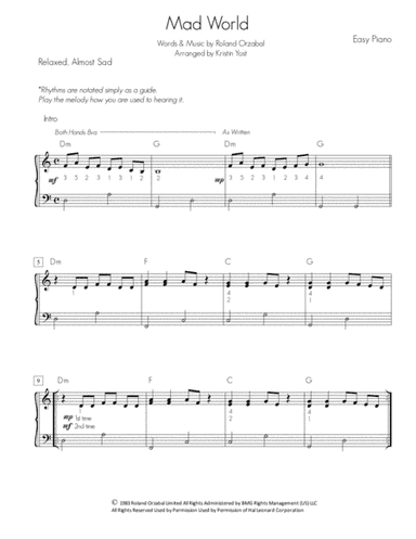 Mad World (arr. Kristin Yost)