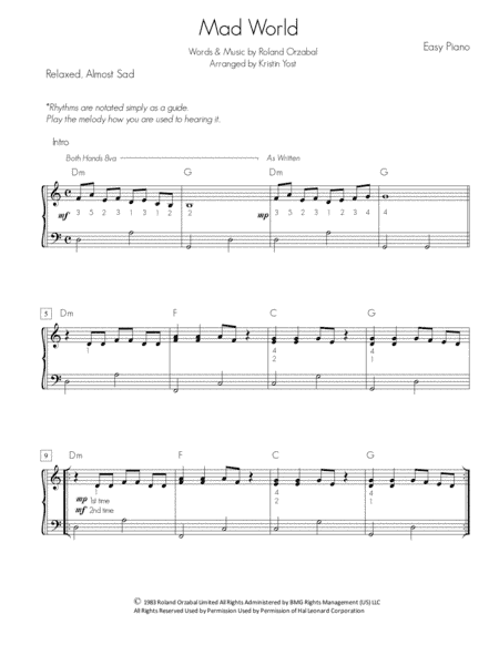 Mad World (arr. Kristin Yost)
