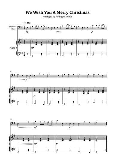 We Wish You a Merry Christmas (for solo double bass with piano accompaniment) (arr. Rodrigo Faleiros)