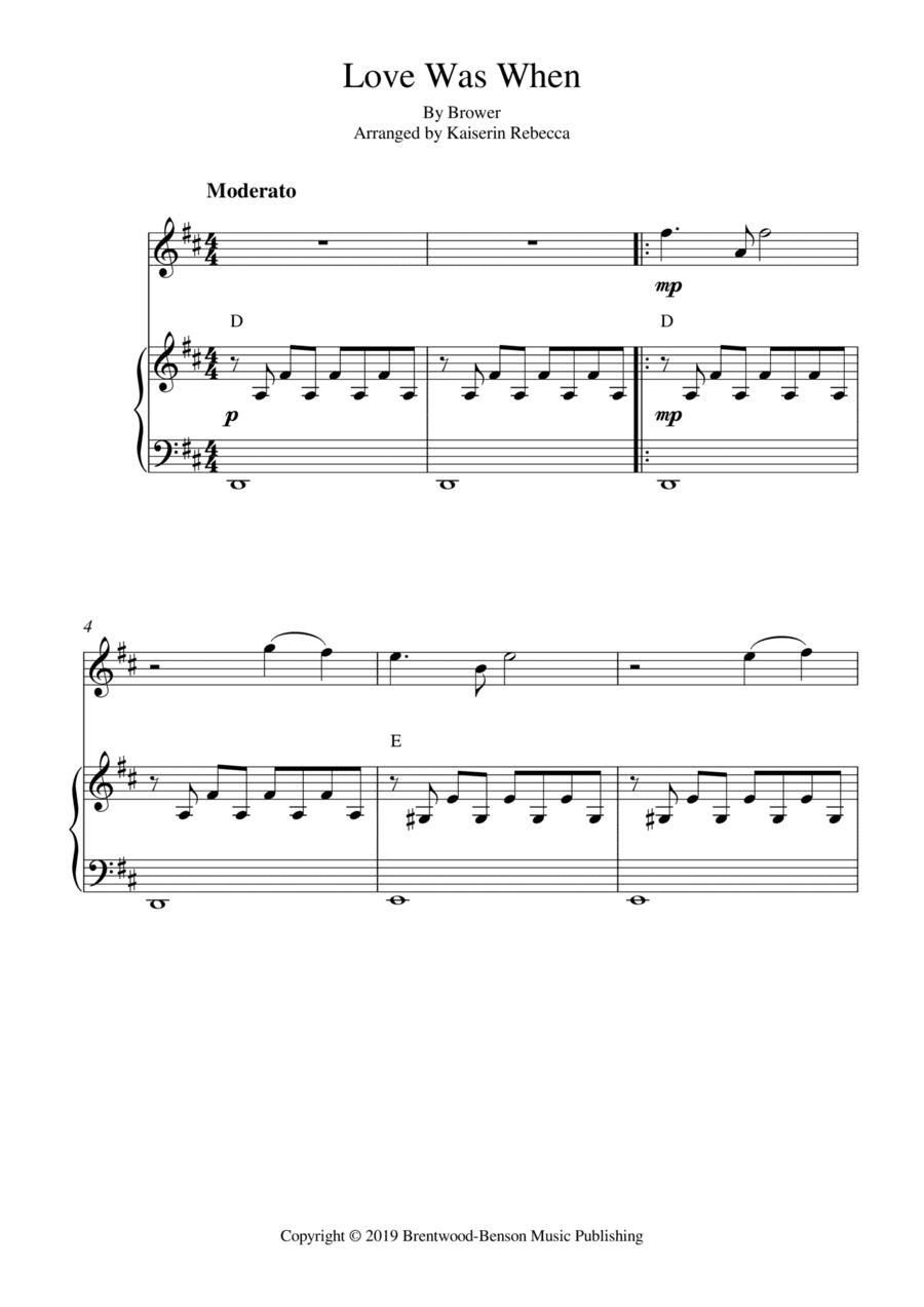 Love Was When (arr. Kaiserin Rebecca)