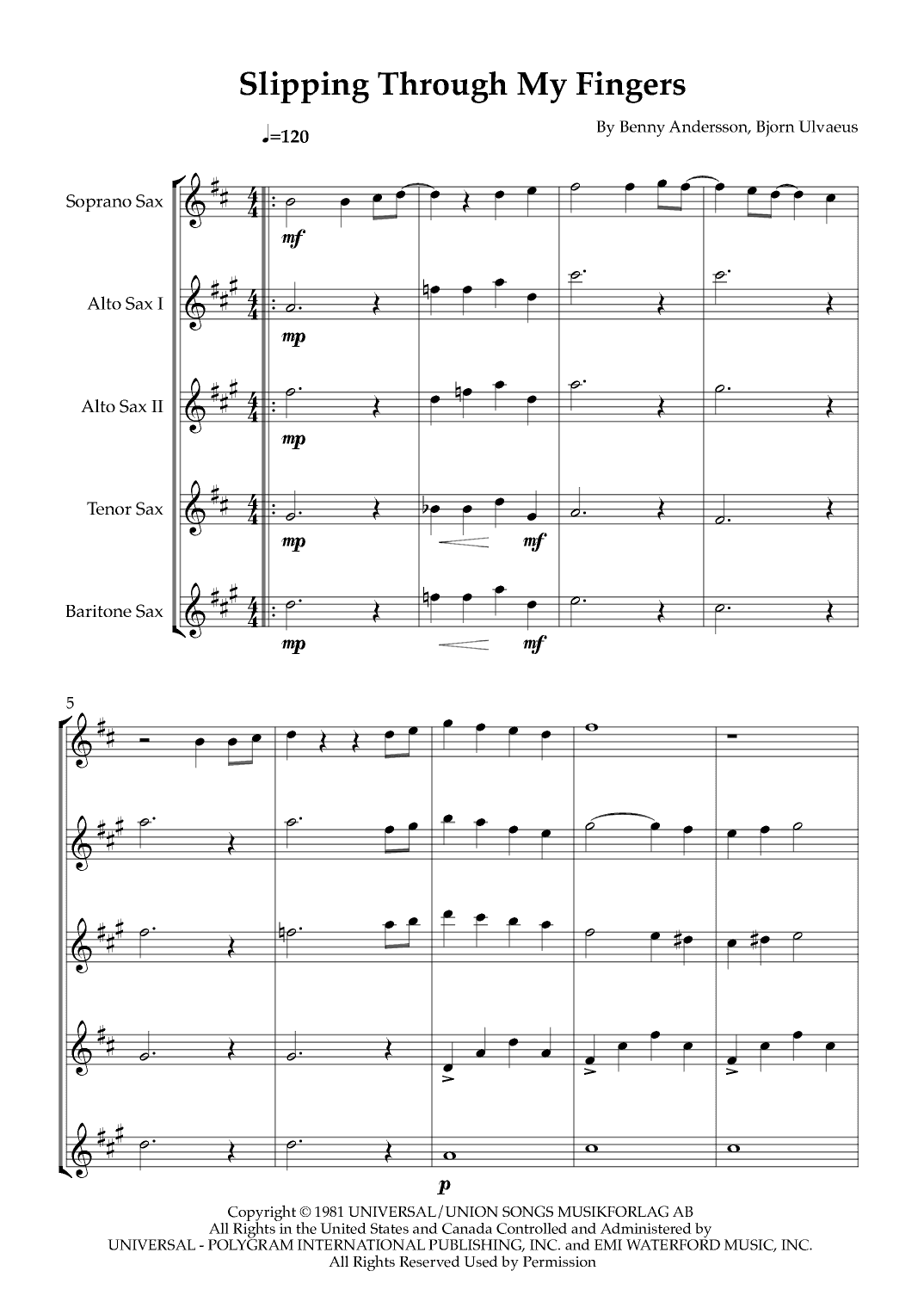 Slipping Through My Fingers (arr. Karen Gueiros)