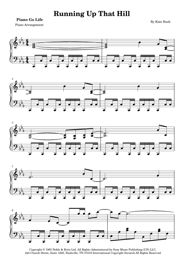 Running Up That Hill (arr. Piano Go Life)