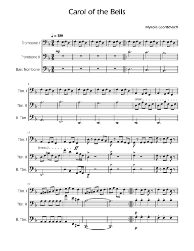 Carol of the Bells - Trombone Trio (arr. Ygor Nunes)