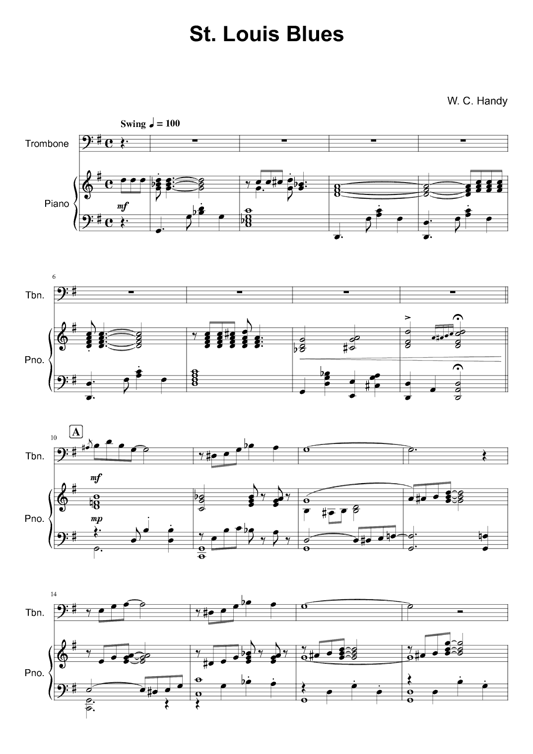 St. Louis Blues - Trombone (arr. Kacie J. Rickells)