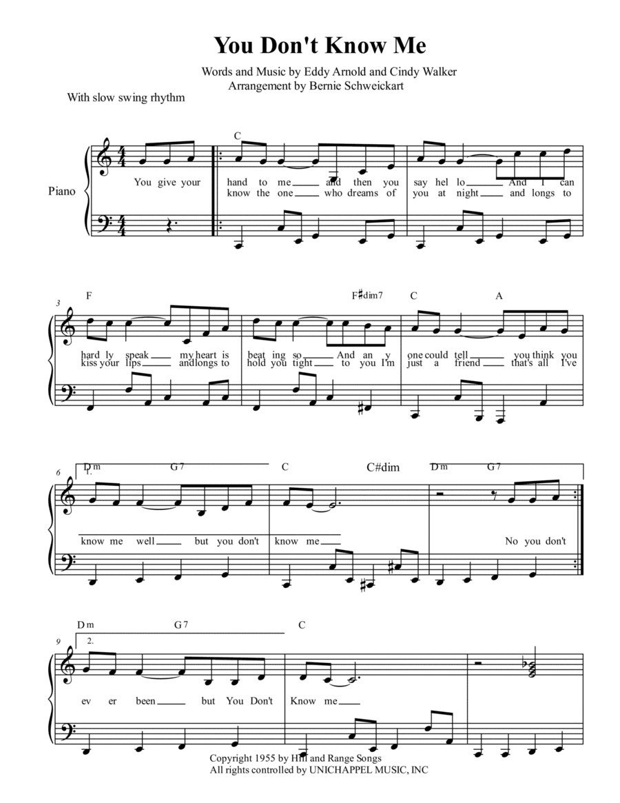 You Don't Know Me (arr. Bernie Schweickart)