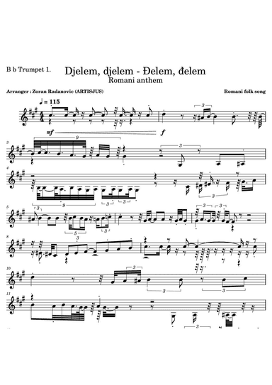 Djelem djelem - Ðelem, delem - for brass quartet (arr. Zoran Radanovic)
