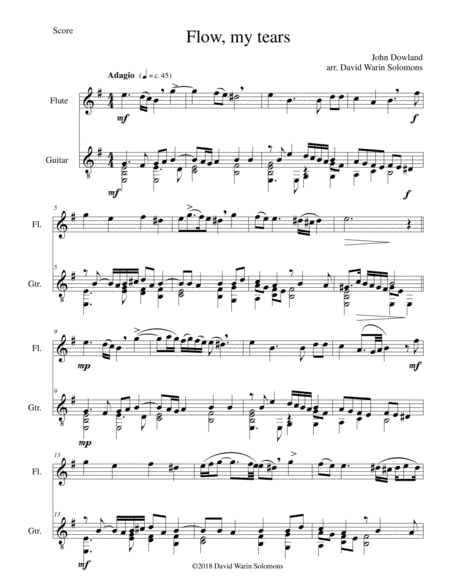 Flow my tears for flute and guitar (with divisions) (arr. David Warin Solomons)