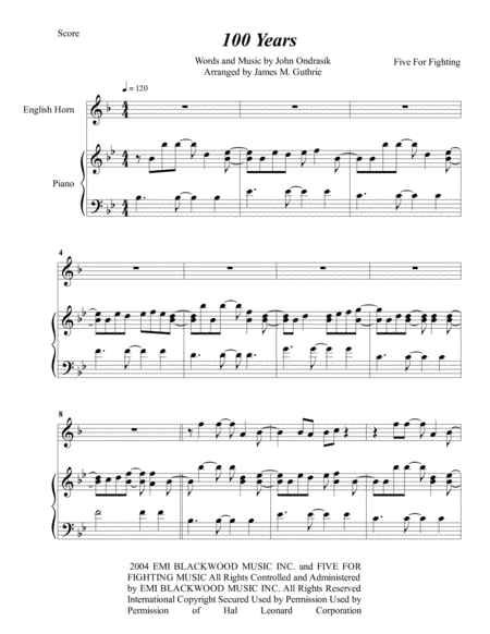 100 Years (arr. James M. Guthrie, ASCAP)