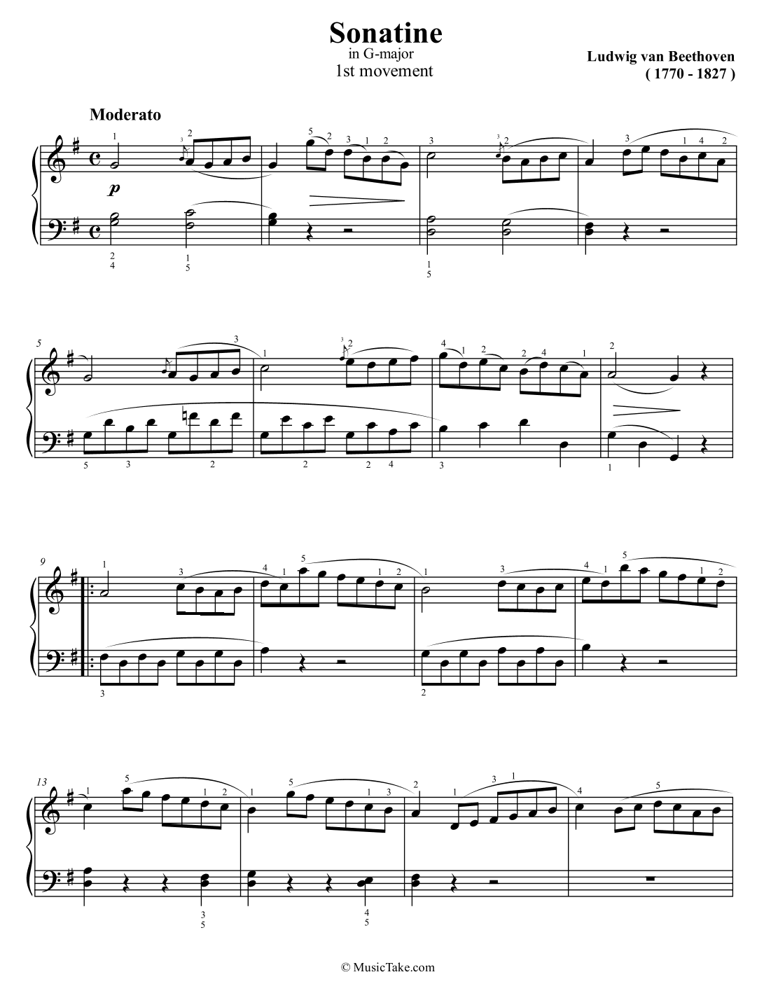 Beethoven Sonatina in G Major 1st movement (arr. Ben Choupak)