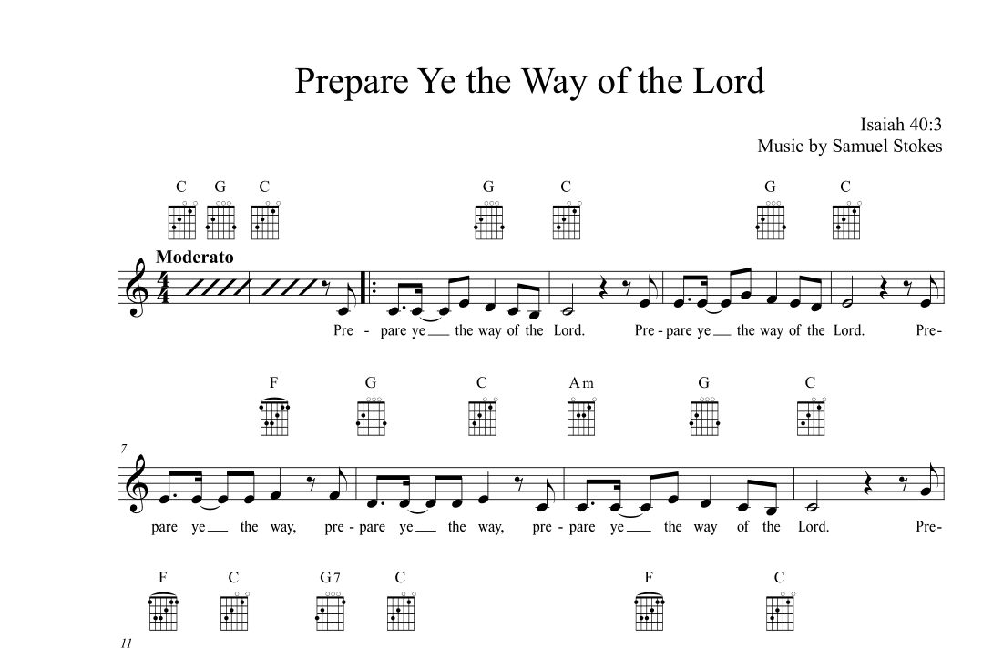 Prepare Ye the Way of the Lord - for unison children's choir and accompaniment instrument