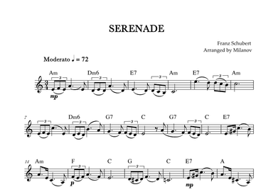 Serenade | Schubert | Lead Sheet | A minor (arr. Milanov)