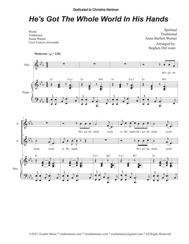He's Got The Whole World In His Hands (Duet for Soprano and Alto solo - Easy Vocal Duet Version) (arr. Stephen DeCesare)