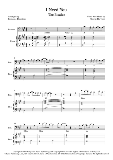 I Need You (arr. Bernardo Thronicke)
