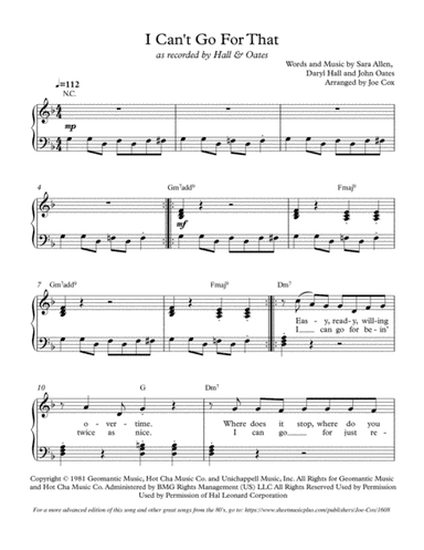 I Can't Go For That (arr. Joe Cox)