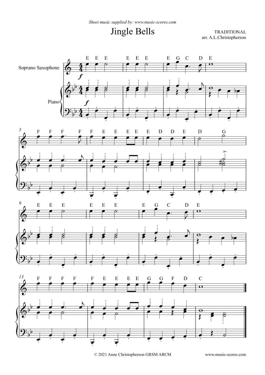 Jingle Bells - Very Easy Soprano Sax (arr. Anne L Christopherson GRSM ARCM)