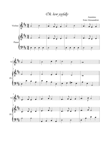 Oh, how ioyfully. Violin and piano (arr. Ester Alessandrini)
