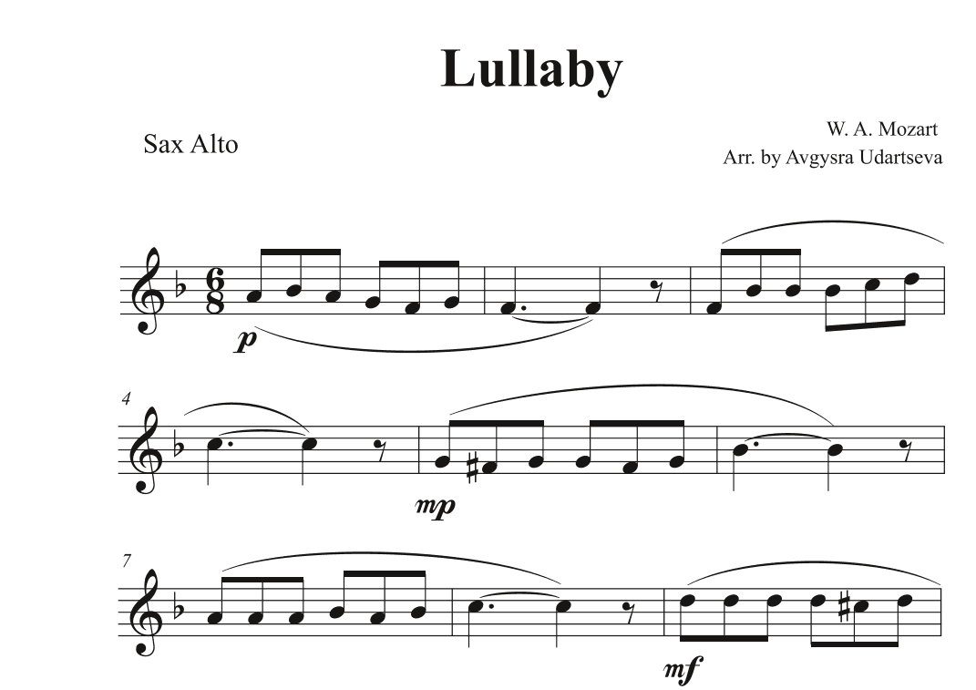 Lullaby  - W. A. Mozart (arr. Avgusta Udartseva)
