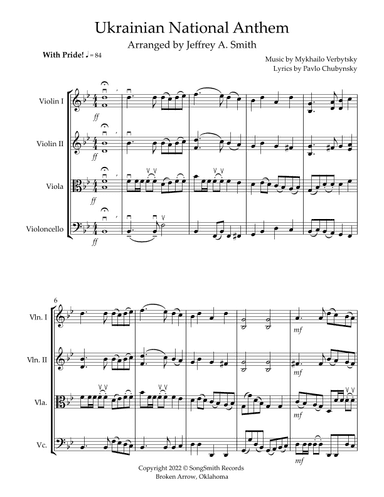 Ukrainian National Anthem (arr. Jeffrey A. Smith)