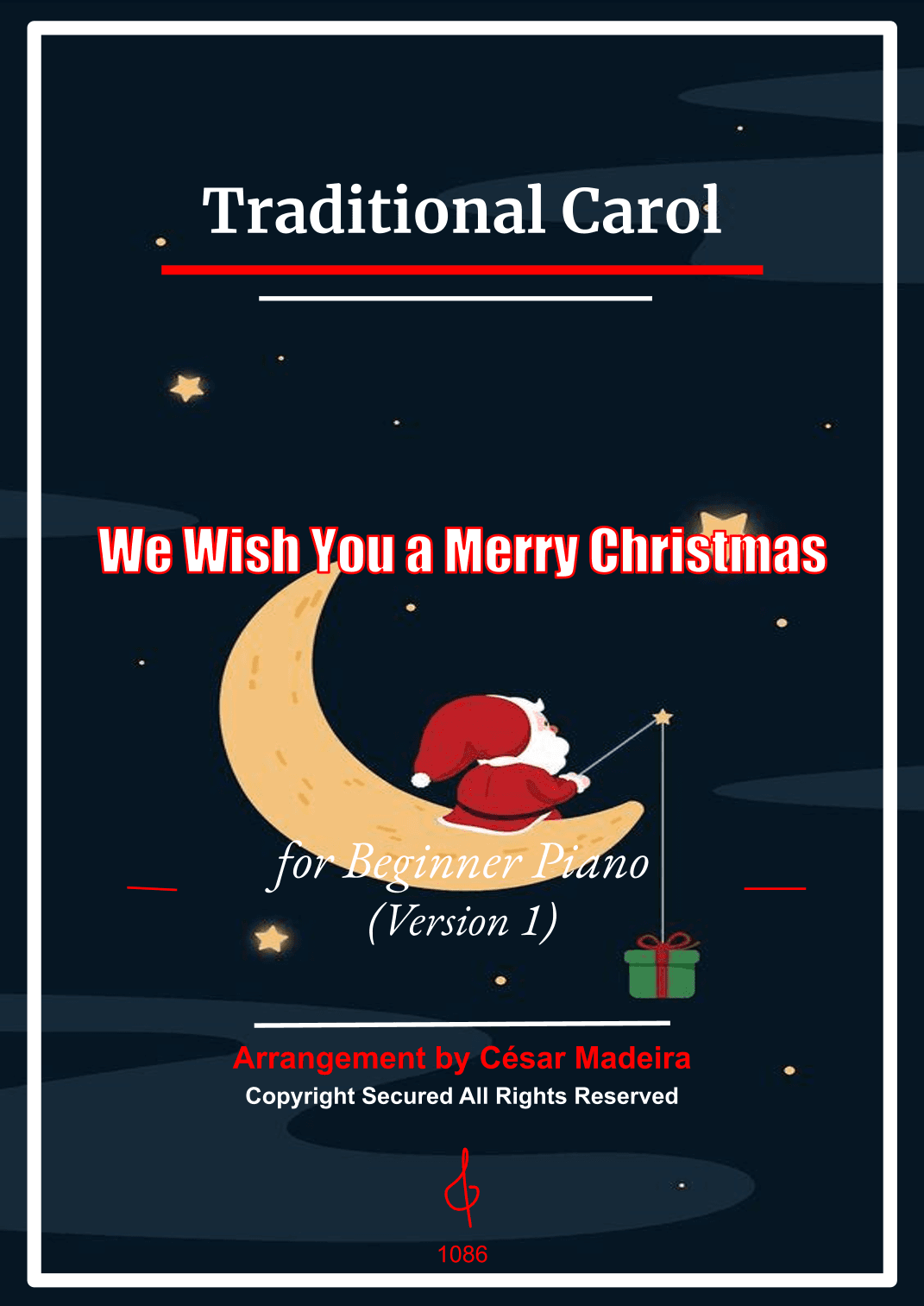 We Wish You A Merry Christmas - Easy Piano - W/Lyrics (Full Score) (arr. César Madeira)