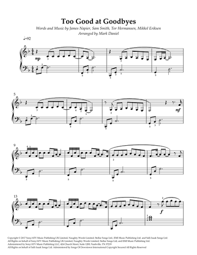 Too Good At Goodbyes (arr. Mark Daniel)