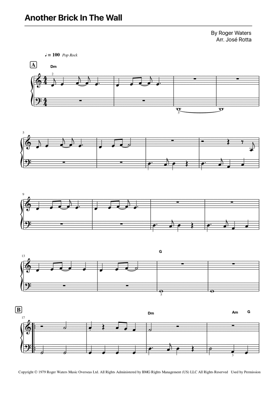 Another Brick In The Wall (arr. José Rotta)