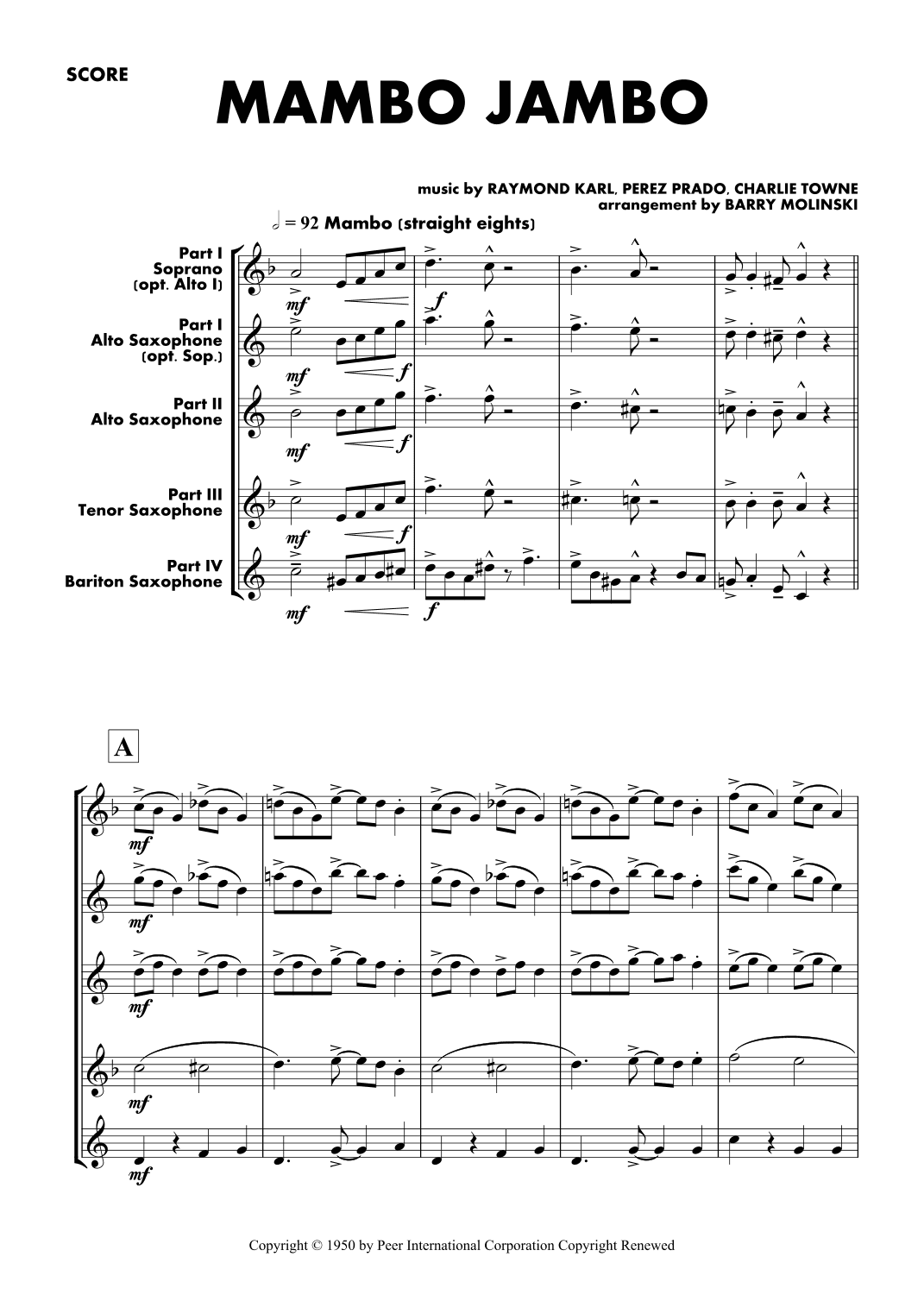 Mambo Jambo (que Rico El Mambo) (arr. BARRY MOLINSKI)