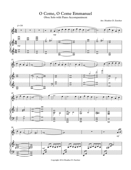 O Come, O Come Emmanuel - Oboe Solo (arr. Heather D. Zurcher)