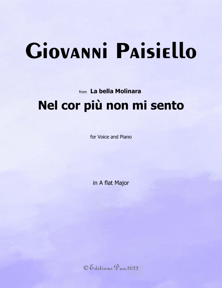 Nel cor più non mi sento, by Paisiello, in A flat Major (arr. Editions Dao)