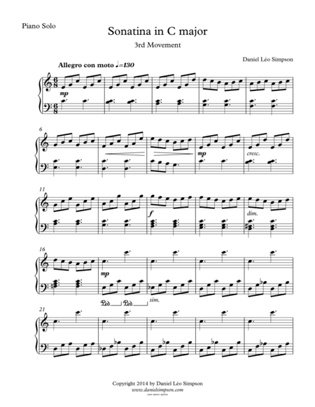 Sonatina in C for Piano Solo - 3rd Mvt.