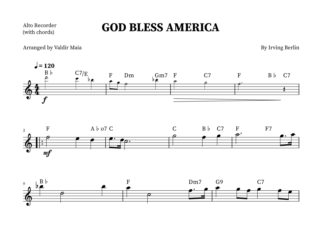 God Bless America ® (arr. Valdir Maia)