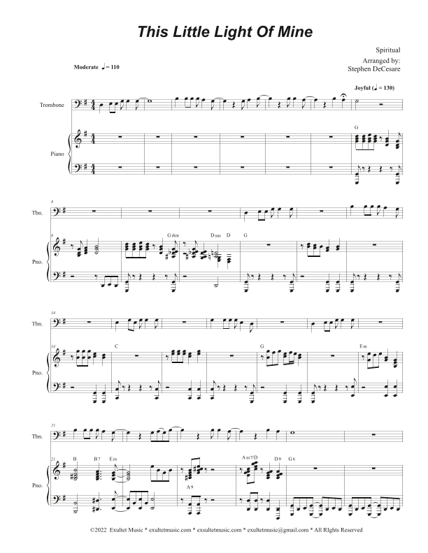This Little Light Of Mine (Trombone solo and Piano) (arr. Stephen DeCesare)