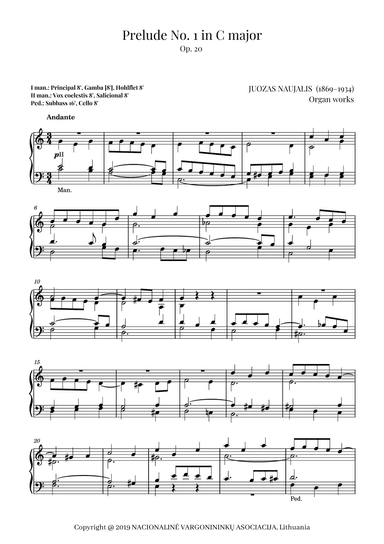 Prelude No. 1 in C major, Op. 20 by Juozas Naujalis (1869–1934)