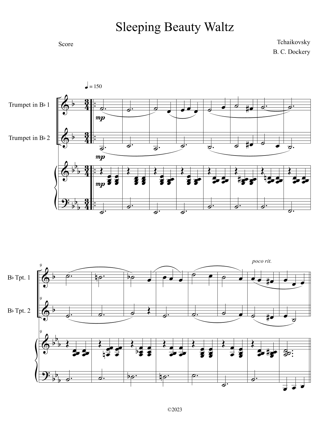 Sleeping Beauty Waltz (Trumpet Duet with Piano Accompaniment) (arr. B. C. Dockery)