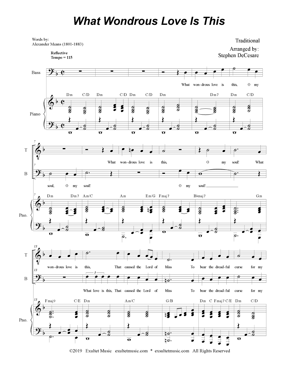 What Wondrous Love Is This (for 2-part choir - (TB) (arr. Stephen DeCesare)